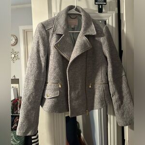 Banana Republic Grey Wool Tweed Zip Jacket Coat Top - Women’s Size Medium M New